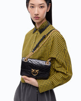 Mini Love Bag One Light small handbag in chevron leather - Black | Pinko
