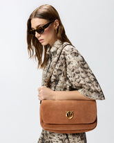Love Bag Click Soft Horizontal Handle medium crossbody bag in suede -  | Pinko