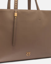 Medium leather shopper bag with metal details -  | Pinko