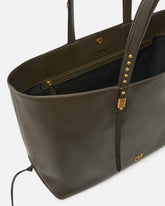 Medium leather shopper bag with metal details -  | Pinko