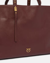 Medium leather shopper bag with metal details -  | Pinko