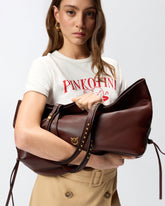 Medium leather shopper bag with metal details -  | Pinko