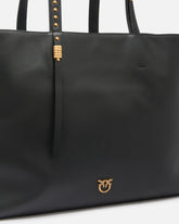 Medium leather shopper bag with metal details -  | Pinko