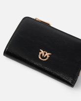 Mini wallet in shiny leather with Love Birds -  | Pinko