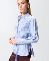 Striped shirt with jewel embellishment -  | Pinko