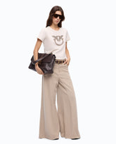 Flared gabardine jeans with super wide leg - Trasparente | Pinko