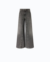 Flared jeans with super wide leg in black denim -  | Pinko