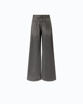 Flared jeans with super wide leg in black denim -  | Pinko