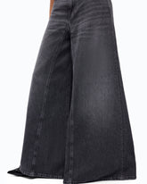 Flared jeans with super wide leg in black denim - Grey | Pinko