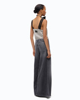 Flared jeans with super wide leg in black denim - Grey | Pinko