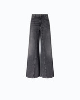 Flared jeans with super wide leg in black denim - Grey | Pinko