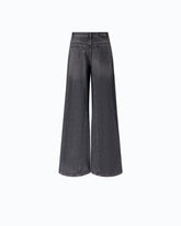Flared jeans with super wide leg in black denim - Grey | Pinko