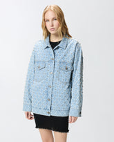 Denim jacket with diamond and rhinestone motif -  | Pinko