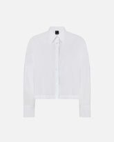 Cropped shirt in striped cotton with logo -  | Pinko