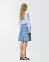 Denim shorts with eyelets and belt -  | Pinko