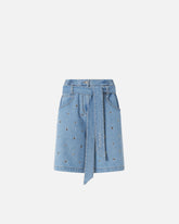 Denim shorts with eyelets and belt -  | Pinko