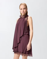 Dress in crêpe de Chine with lace inserts -  | Pinko