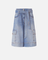 Denim utility Bermuda shorts with belt -  | Pinko