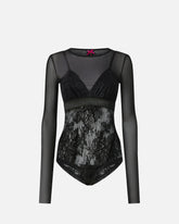 Tulle and lace knit bodysuit -  | Pinko