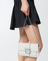 Mini Love Bag One Pocket shoulder bag in leather with turquoise buckle -  | Pinko