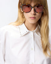 Cropped-Bluse mit Schmuckkragen -  | Pinko