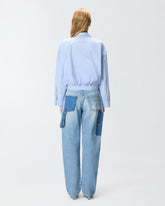 Cropped striped shirt with jewel collar -  | Pinko