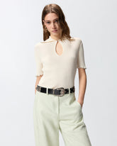 Ribbed sweater with jewel edges -  | Pinko
