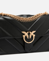 Love Bag One medium shoulder bag in chevron leather and nappa with triple chain -  | Pinko