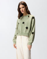 Sweatshirt with jewel flowers -  | Pinko