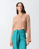 Openwork sweater with jewel details -  | Pinko