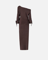 Long rib-knit dress with asymmetrical neckline -  | Pinko