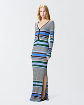 Long striped knit slim-fit dress -  | Pinko
