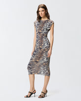 Sheath midi dress with animal print -  | Pinko