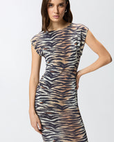 Sheath midi dress with animal print -  | Pinko