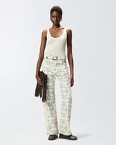 Wide-leg trousers with Cottage Flower print -  | Pinko