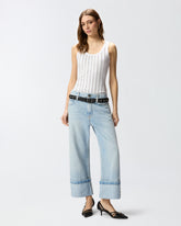 Cropped jeans with leather belt -  | Pinko