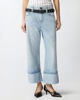 Cropped jeans with leather belt -  | Pinko