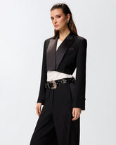 Cropped jacket with satin details -  | Pinko