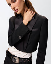 Cropped jacket with satin details -  | Pinko