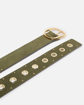 Leather belt with eyelets, 4cm -  | Pinko