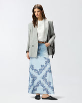 Denim midi skirt with scarf print -  | Pinko
