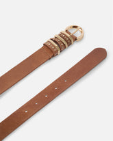 Shiny leather belt with metal loops, 3 cm -  | Pinko