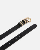 Shiny leather belt with metal loops, 3 cm -  | Pinko