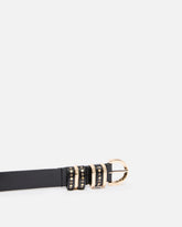 Shiny leather belt with metal loops, 3 cm -  | Pinko