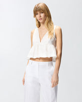 Crop top with ruffle and ties -  | Pinko