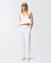 Crop top with ruffle and ties -  | Pinko