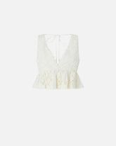 Crop top with ruffle and openwork pattern -  | Pinko
