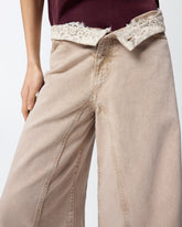 Brown jeans with lace at the waist -  | Pinko