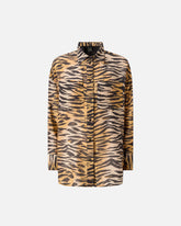 Oversize-Bluse aus Baumwoll-Seide-Voile mit Animal-Print -  | Pinko