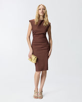 Slim-fitting calf-length dress in linen -  | Pinko